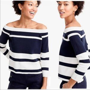 Jcrew Striped Off the Shoulder Sweater